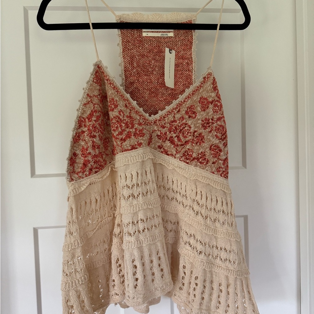 Anthropologie Orange and Cream Knit Tank - Picture 2 of 8